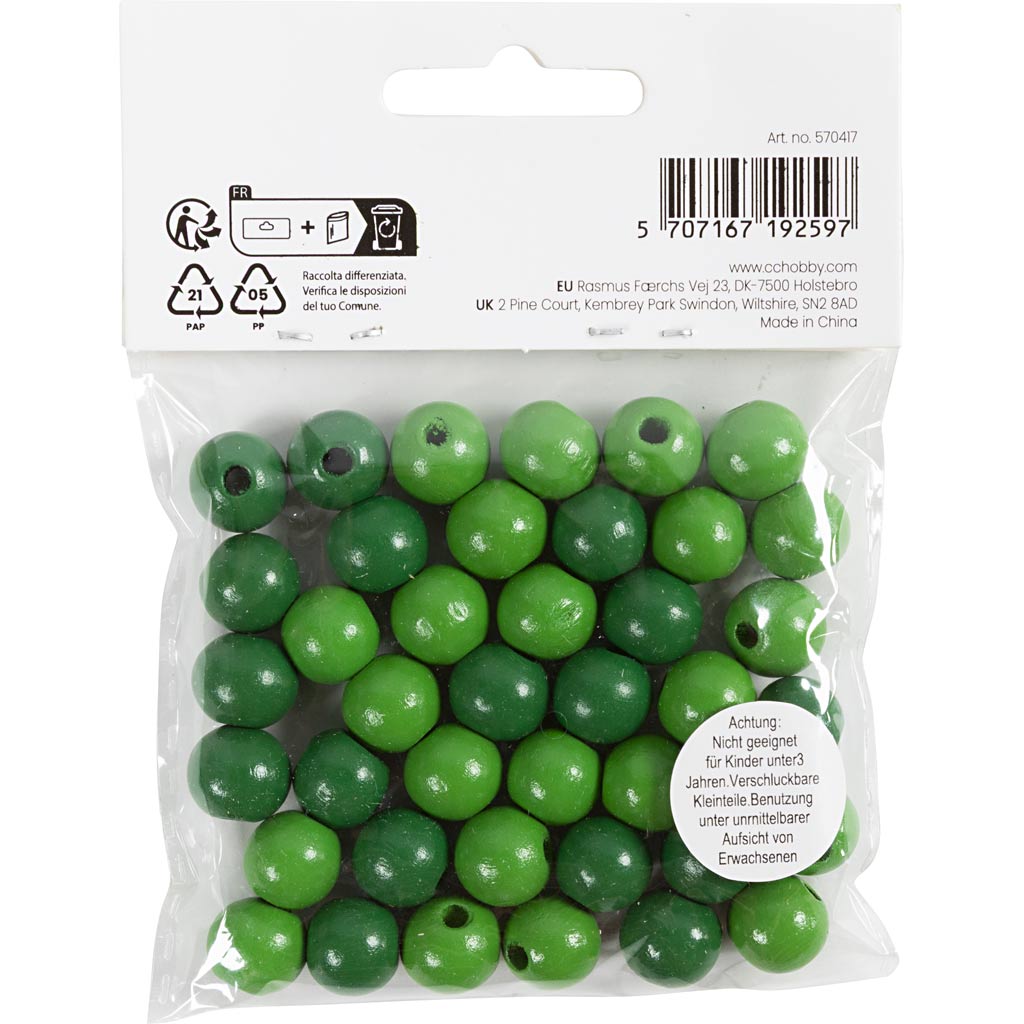 Puidust helmed, diameeter. 12 mm, augu suurus 3 mm, ca. 40 tk, roheline, 22 g/ 1 pakk - Image 3