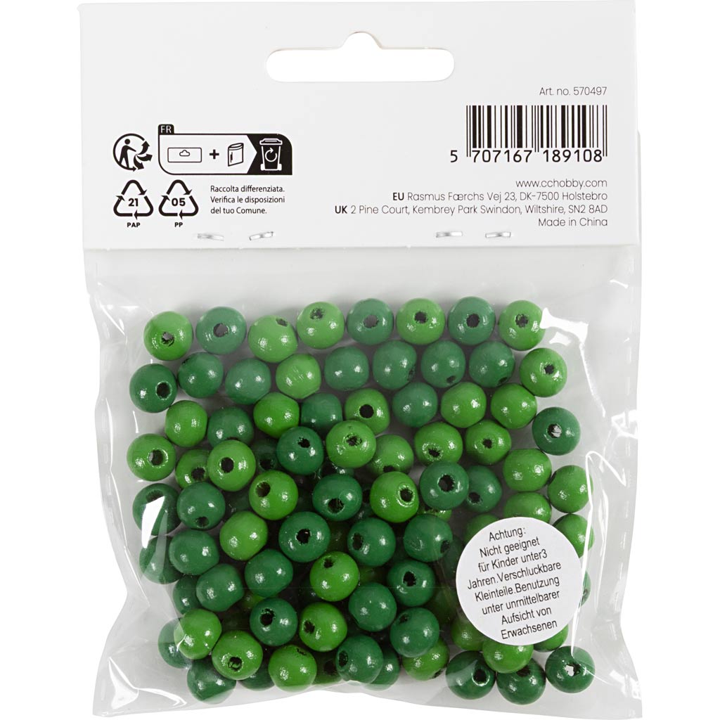 Puidust helmed, diameeter. 8 mm, augu suurus 2 mm, ca. 80 tk, roheline, 15 g/ 1 pakk - Image 3