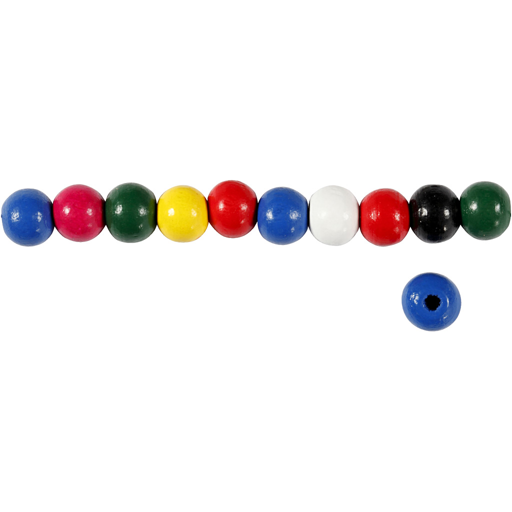 Puiduhelmed Mix, diameeter. 8 mm, augu suurus 2 mm, ca. 80 tk, värvide valik, 15 g/ 1 pakk - Image 4