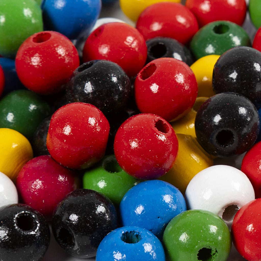 Puiduhelmed Mix, diameeter. 10 mm, augu suurus 3 mm, ca. 70 tk, värvide valik, 20 g/ 1 pakk.