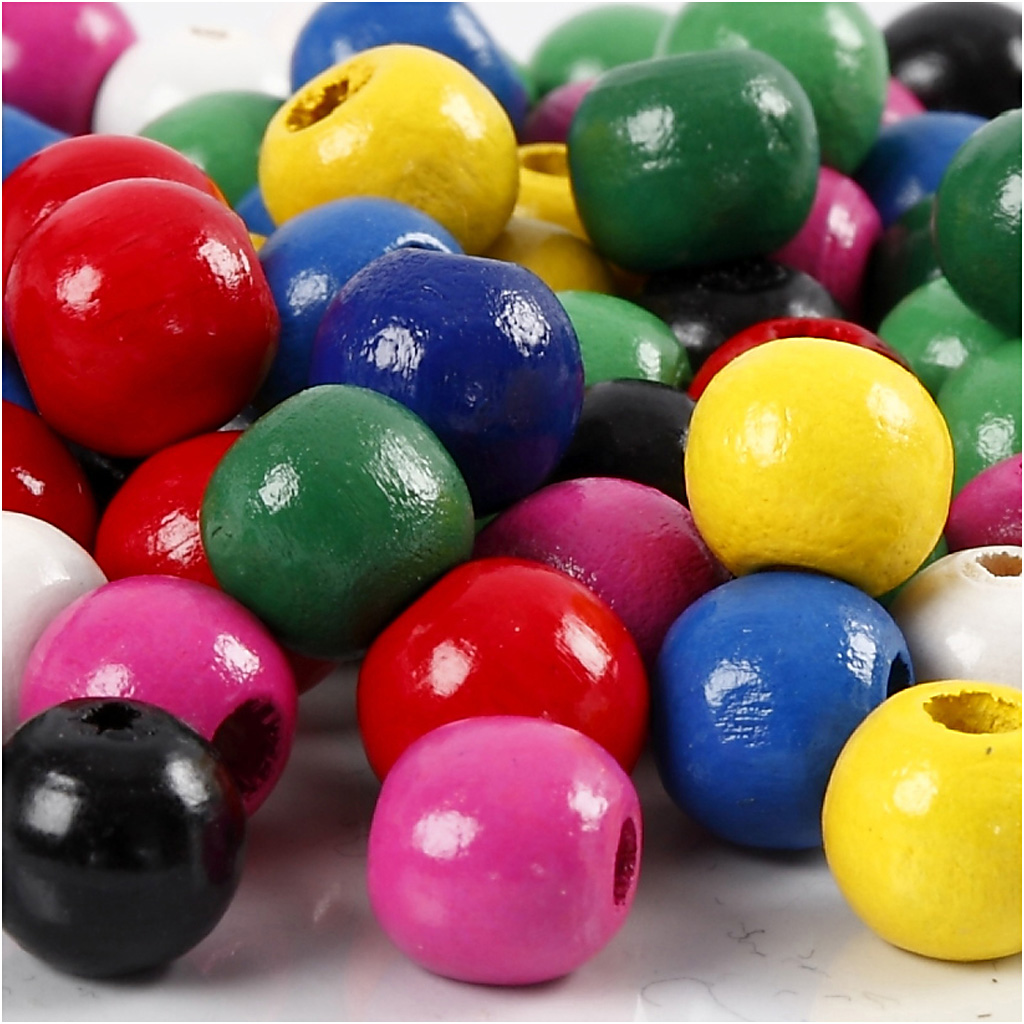 Puiduhelmed Mix, diameeter. 10 mm, augu suurus 3 mm, ca. 70 tk, värvide valik, 20 g/ 1 pakk. - Image 5