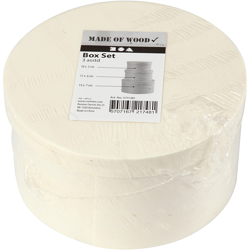 Ümmargune puiduhakke kast, H: 5,4+6,5+7,3 cm, diameeter. 10+11+13 cm, 3 tk/ 1 komplekt - Image 2