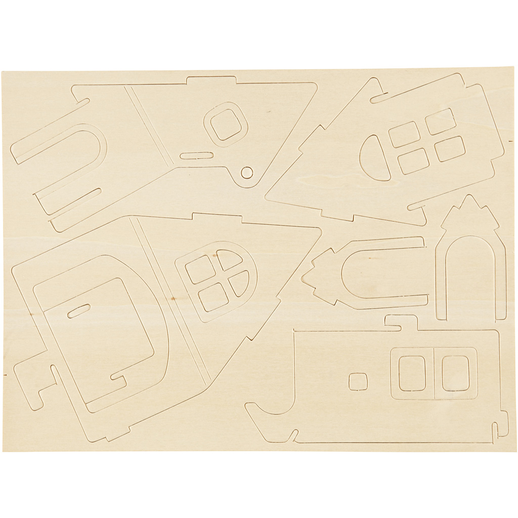 3D puidust ehituskomplekt, maja koos kaldteega, suurus 22,5x17,5x20,5, 1 tk. - Image 6