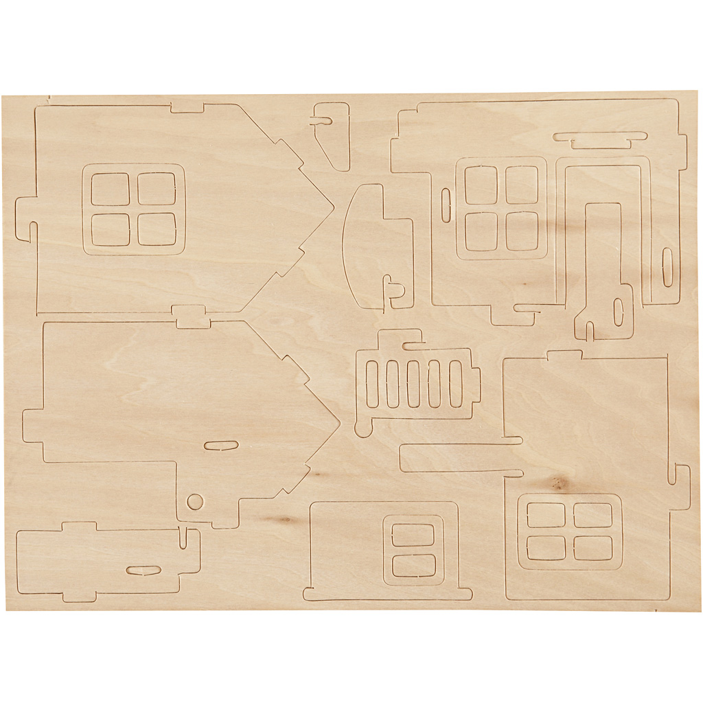 3D puidust ehituskomplekt, maja koos terrassiga, suurus 19x17,5x15, 1 tk. - Image 7