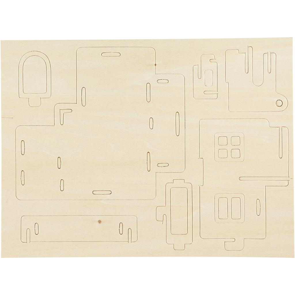 3D puidust ehituskomplekt, maja rõduga, suurus 15,8x17,5x19,5, 1 tk. - Image 7