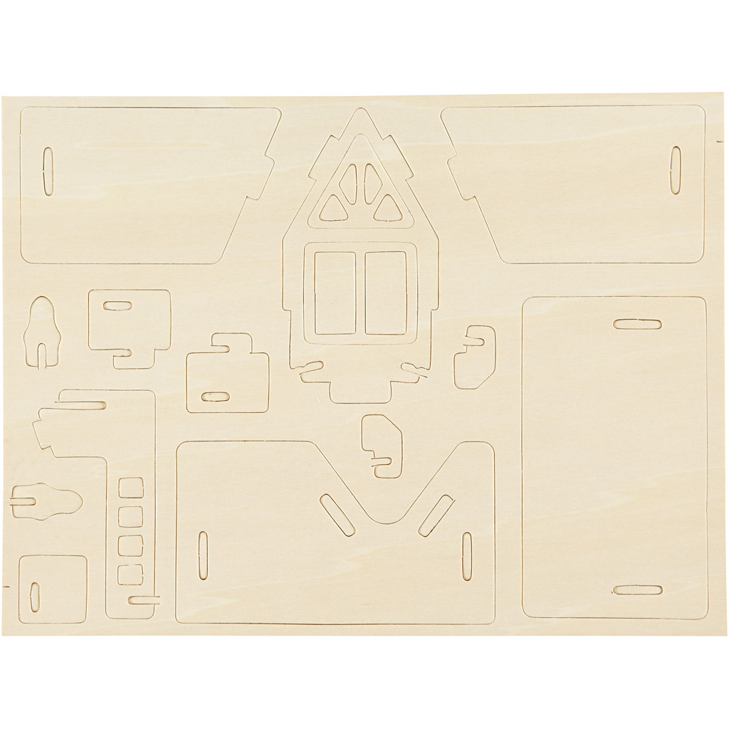 3D puidust ehituskomplekt, maja rõduga, suurus 15,8x17,5x19,5, 1 tk. - Image 9