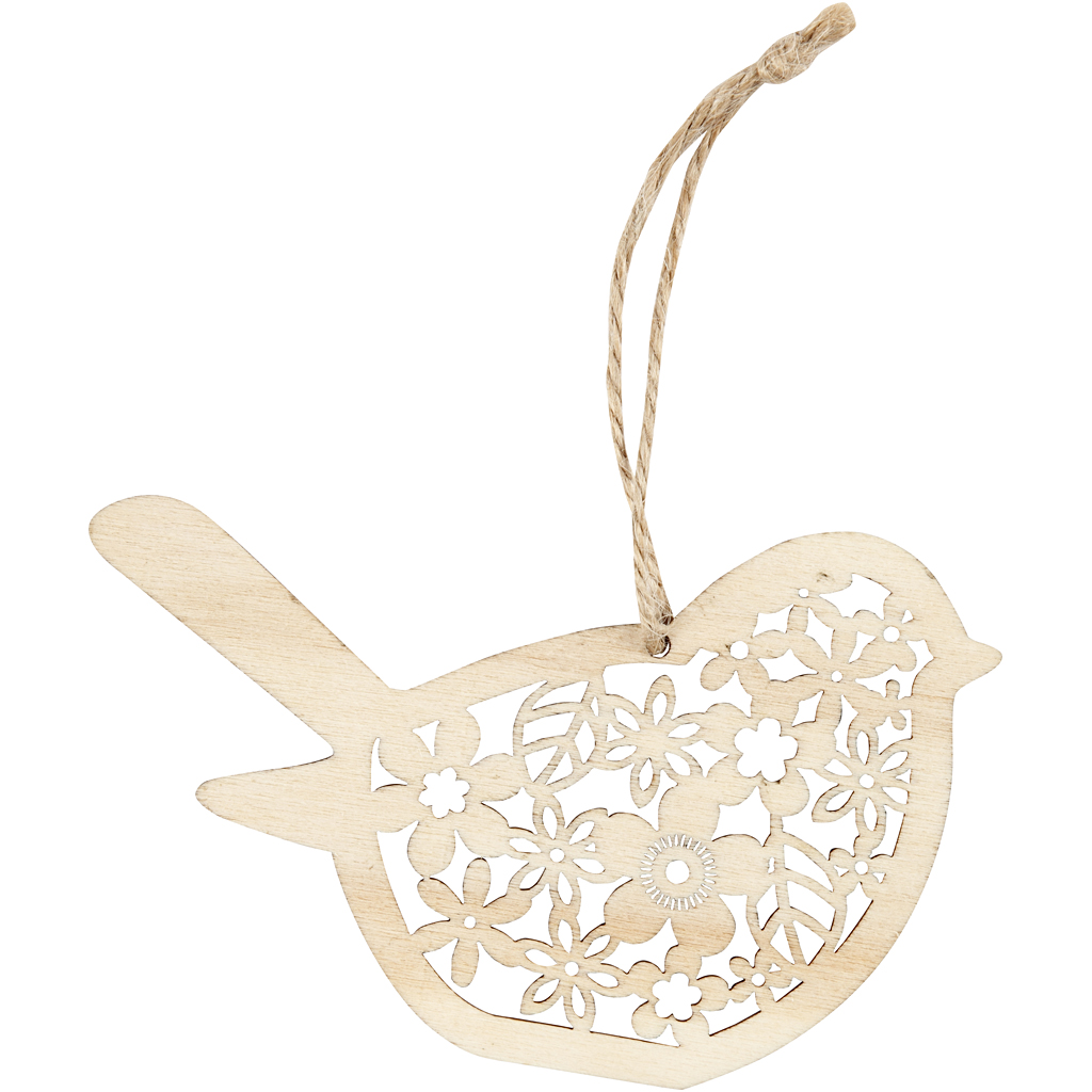 Puidust ornament, liblikas, lill ja lind, kõrgus: 10 cm, laius: 10 cm, 90 tk/ 1 pakk - Image 6