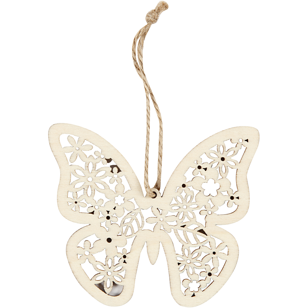 Puidust ornament, liblikas, lill ja lind, kõrgus: 10 cm, laius: 10 cm, 90 tk/ 1 pakk - Image 7