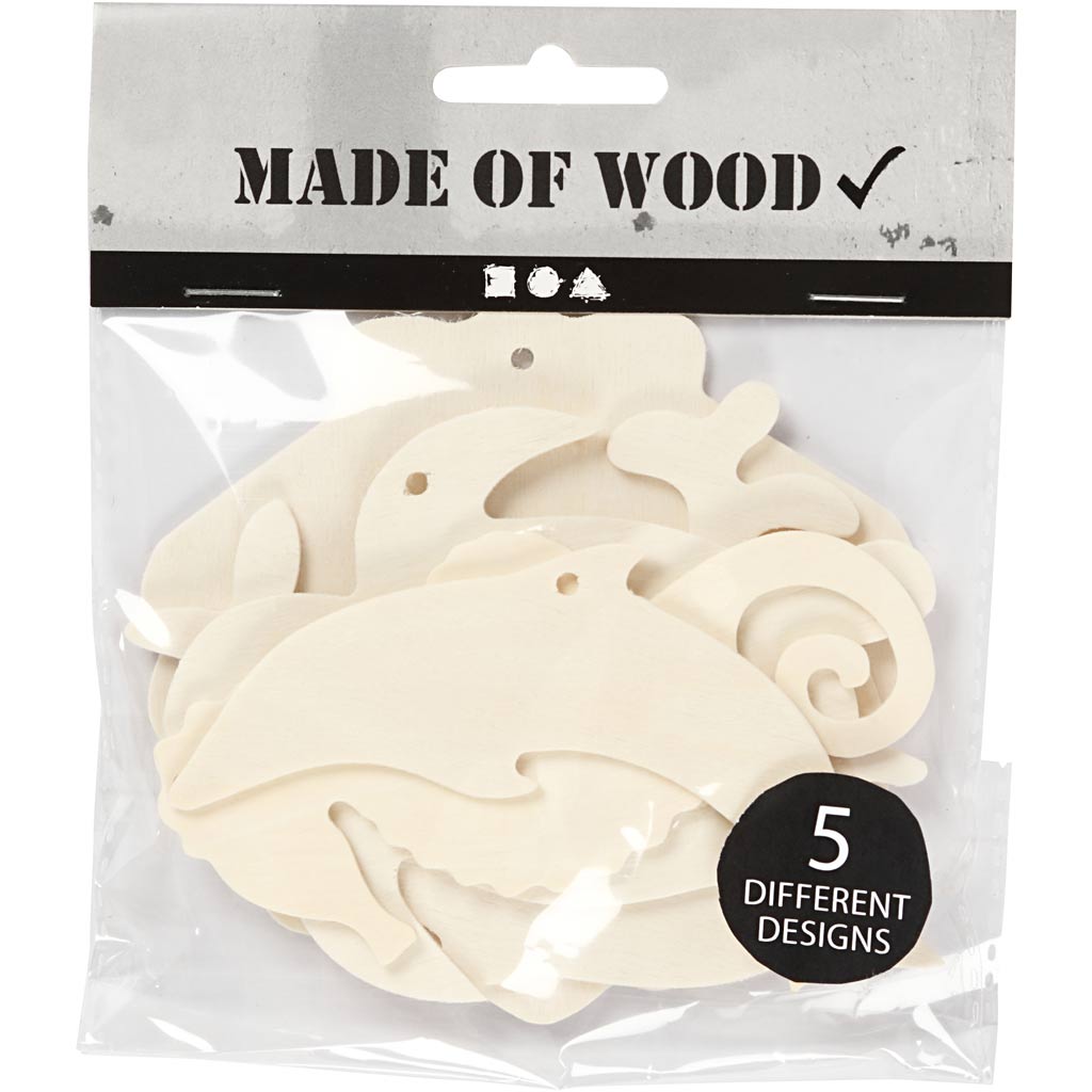 Mereloomad riputamiseks, merihobu, kilpkonn, delfiin, rannakarp ja vaal, K: 5-10 cm, L: 5-10 cm, augu suurus 3 mm, paksus 2 mm, 5 tk/ 1 pakk. - Image 2