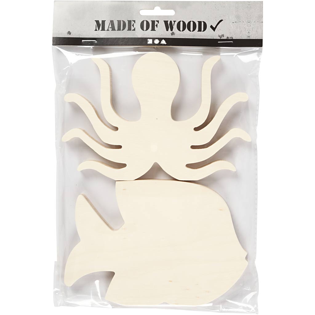 Mereloomade figuurid, kaheksajalg ja kala, K: 11 cm, L: 16 cm, paksus 1,2 cm, 2 tk/ 1 pakend. - Image 2