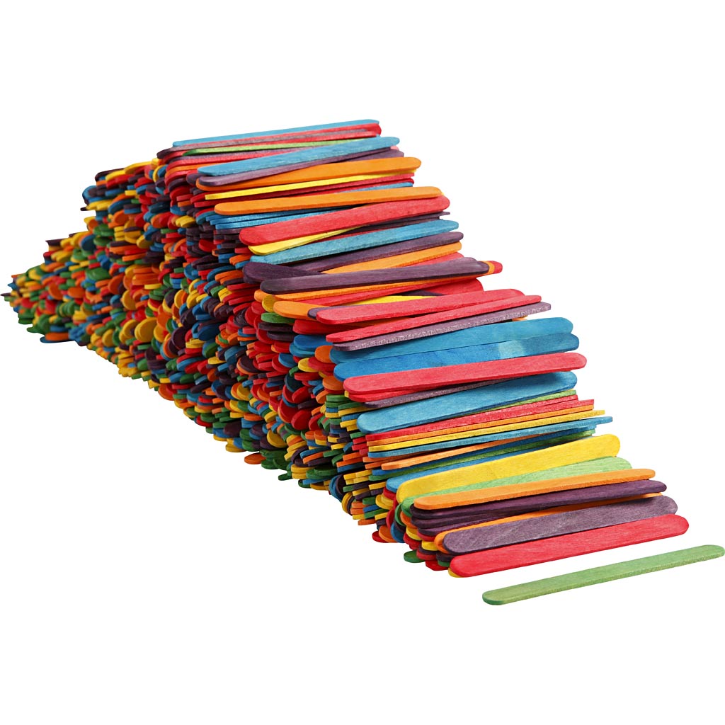 Puidupulgad, pikkus: 11,4 cm, laius: 10 mm, värvivalik, 1000 tk/ 1 pakk