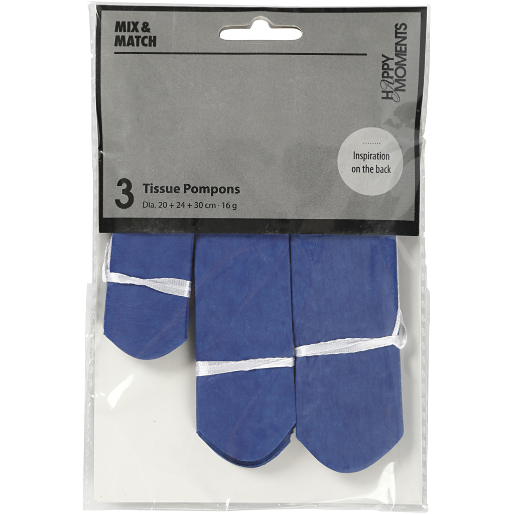 Kangapomponid, diameeter. 20+24+30 cm, 16 g, tumesinine, 3 tk/ 1 pakk - Image 2