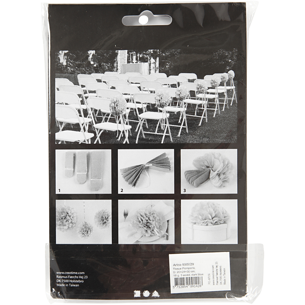 Kangapomponid, diameeter. 20+24+30 cm, 16 g, kuldne, 3 tk/ 1 pakk - Image 3