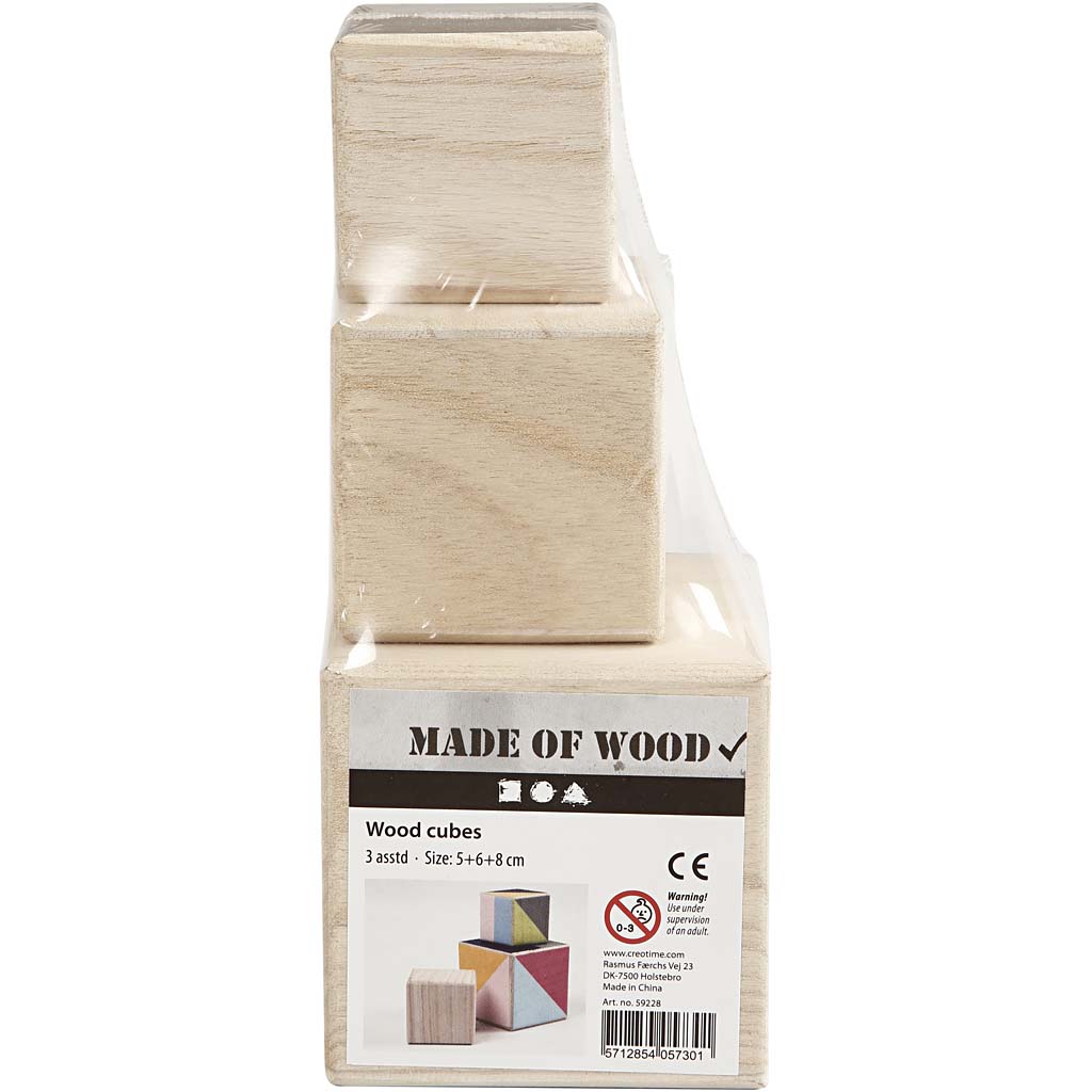 Puukuubikud, suurus 5+6+8 cm, 3 tk/ 1 pakk - Image 2