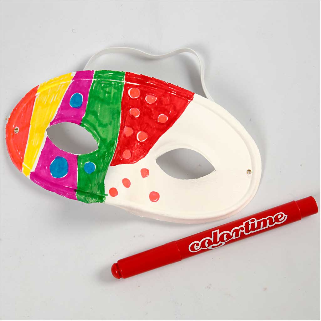 Pool näomaskid, K: 9,5 cm, L: 18,5 cm, valge, 10 tk/ 1 pakk - Image 2