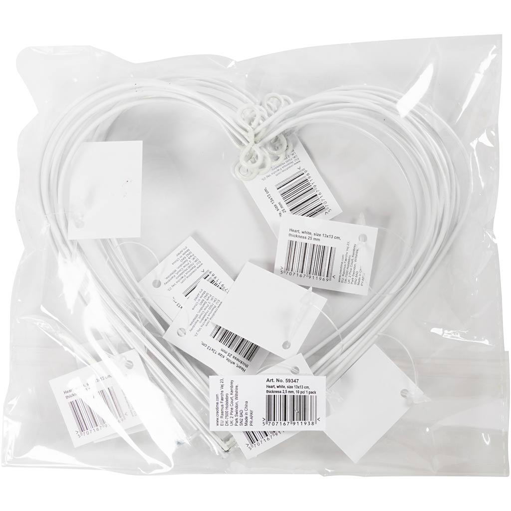 Süda, suurus 13x13 cm, paksus 2,5 mm, valge, 10 tk/ 1 pakk - Image 2