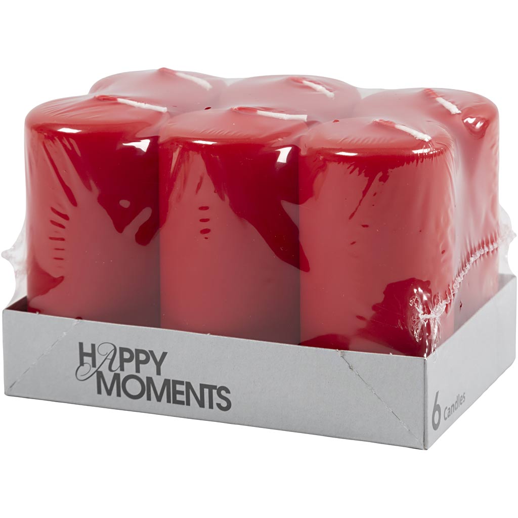 Küünlad, H: 100 mm, diameeter. 50 mm, punane, 6 tk/ 1 pakk - Image 2