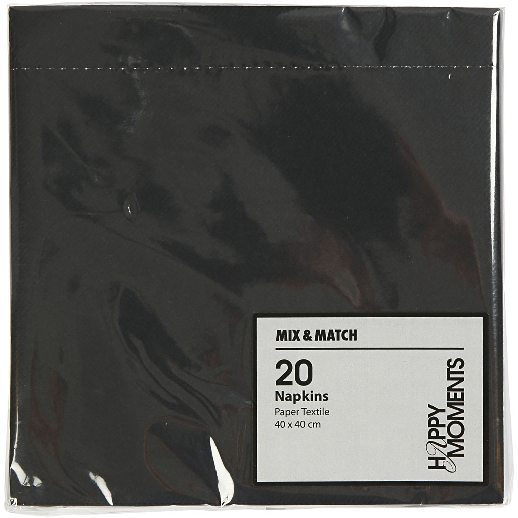 Lauaserviisid, suurus 40x40 cm, 60 g, must, 20 tk/ 1 pakk - Image 2