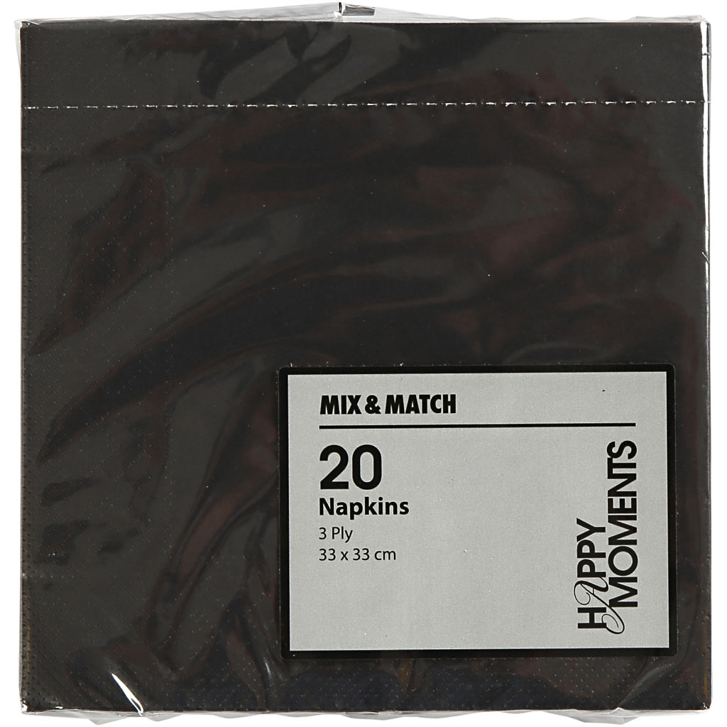 Lauaserviisid, suurus 33x33 cm, must, 20 tk/ 1 pakk - Image 2