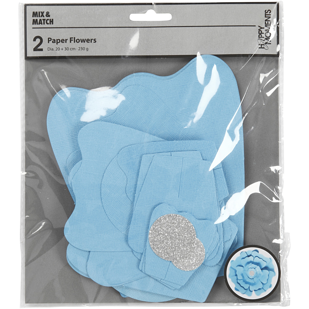 Paberlilled, diameeter. 15+25 cm, 230 g, helesinine, 2 tk/ 1 pakk - Image 2