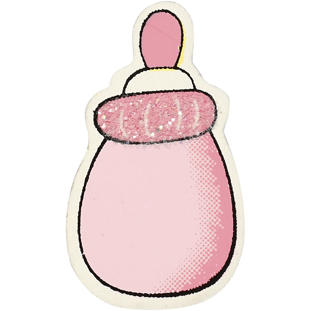 Piimapudel, suurus 22x37 mm, paksus 1,7 mm, glitter, helepunane, 10 tk/ 1 pakk