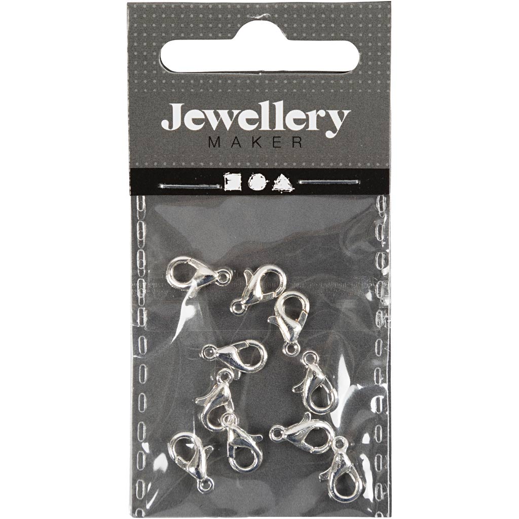 Karabiinid, L: 10 mm, hõbetatud, 10 tk/ 1 pakk - Image 2