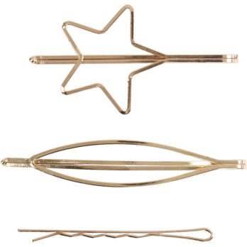 Juukseküüned, L: 70 mm, W: 32 mm, kullatud, 3 tk/ 1 pakk