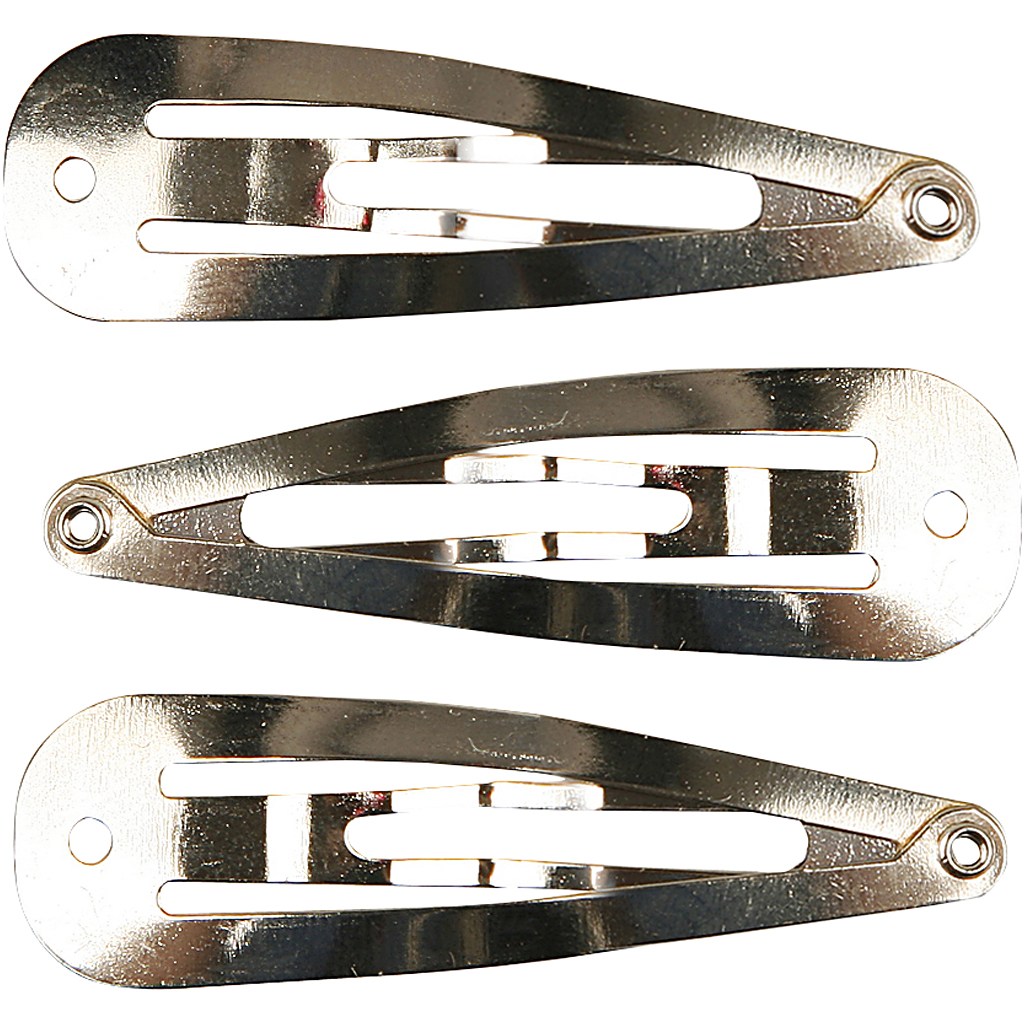 Juukseklambrid, L: 45 mm, W: 14 mm, hõbetatud, 100 tk/ 1 pakk