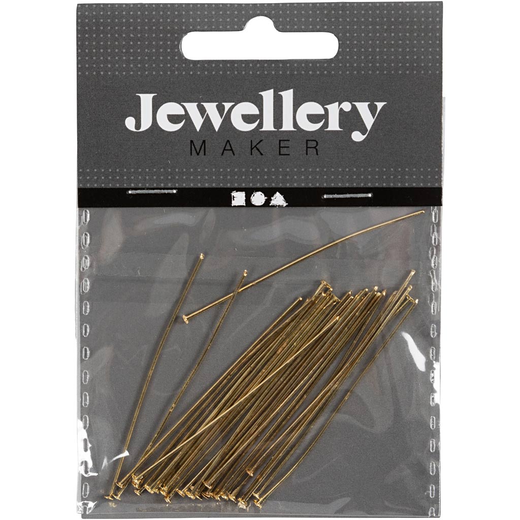 Peatäpid, L: 50 mm, kuldne, 30 tk/ 1 pakk - Image 2