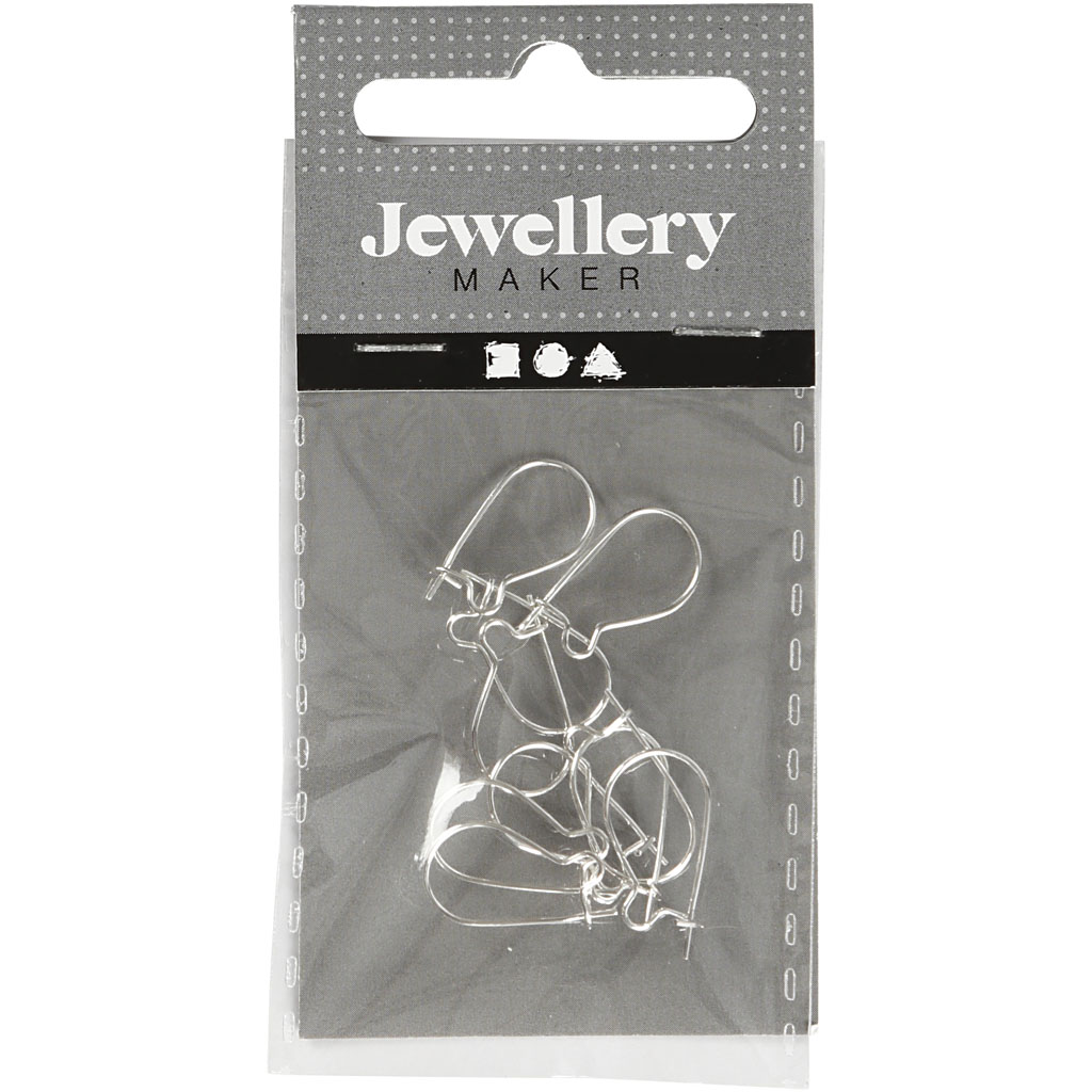 Kõrvaklamber, L: 15 mm, hõbetatud, 10 tk/ 1 pakk - Image 2