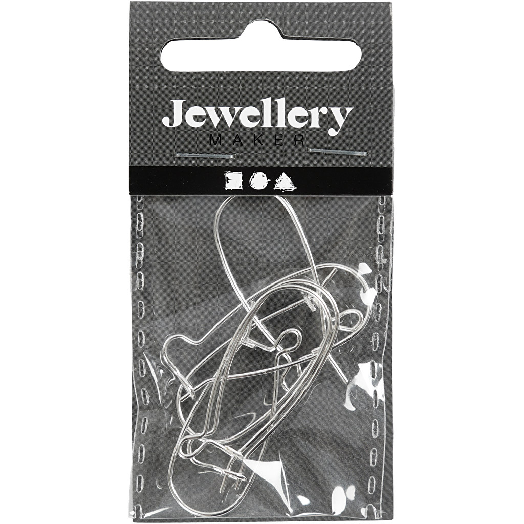 Kõrvaklamber, L: 25 mm, hõbetatud, 6 tk/ 1 pakk - Image 2