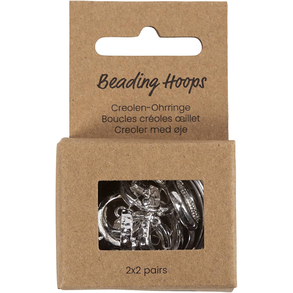 Eye Hoop kõrvarõngad, diameeter. 15 mm, paksus 3 mm, hõbetatud, 2x2 paari/ 1 pakk - Image 2