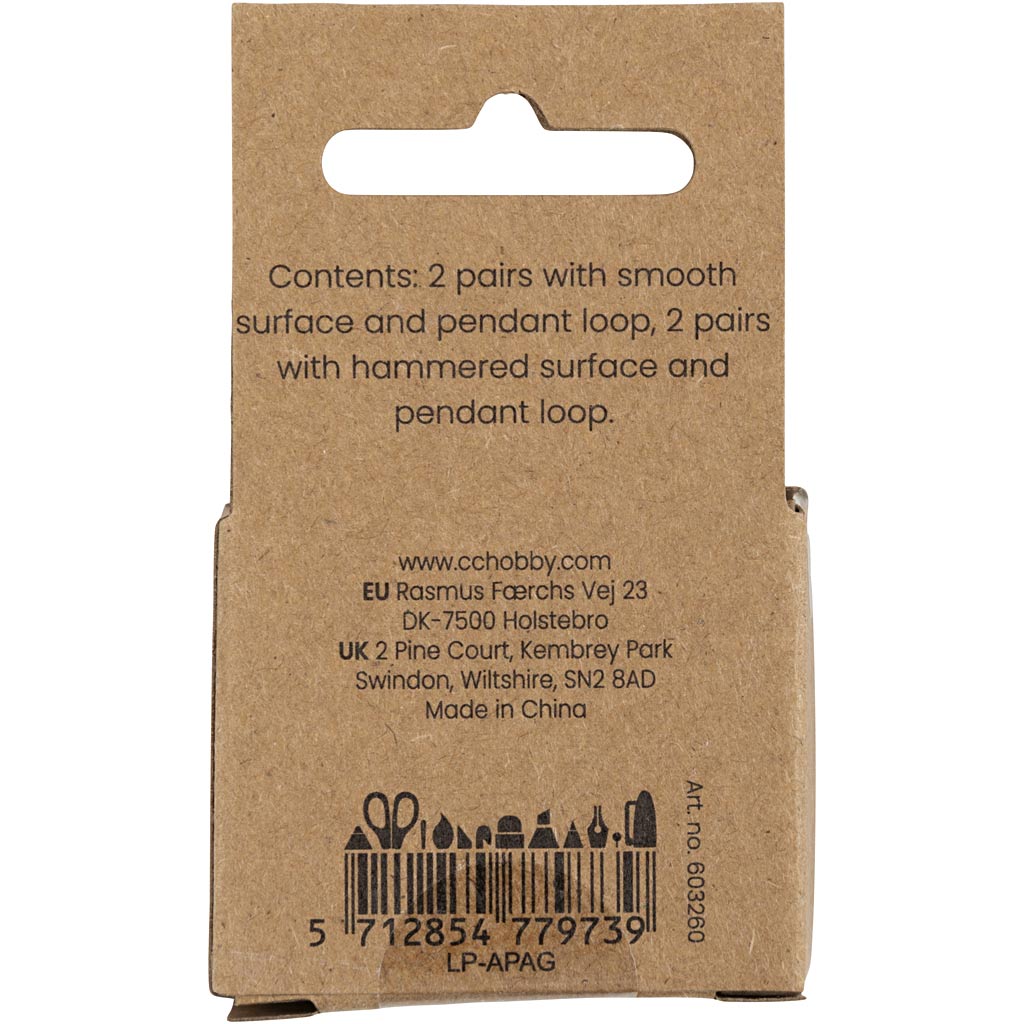 Eye Hoop kõrvarõngad, diameeter. 15 mm, paksus 3 mm, hõbetatud, 2x2 paari/ 1 pakk - Image 3