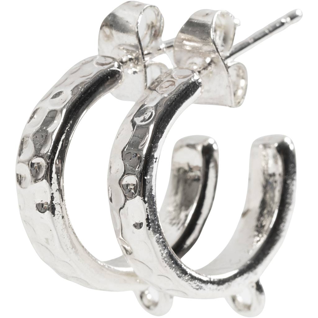 Eye Hoop kõrvarõngad, diameeter. 15 mm, paksus 3 mm, hõbetatud, 2x2 paari/ 1 pakk - Image 4