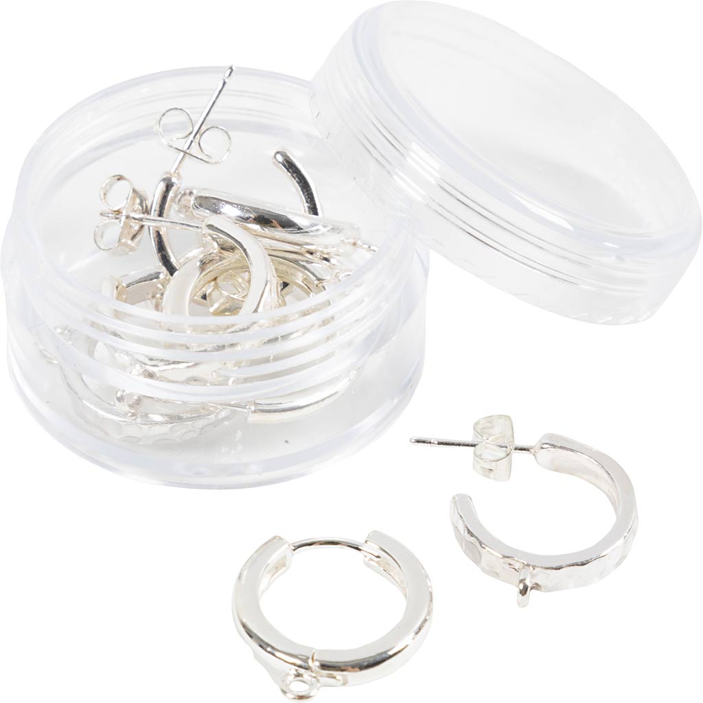 Eye Hoop kõrvarõngad, diameeter. 15 mm, paksus 3 mm, hõbetatud, 2x2 paari/ 1 pakk - Image 6