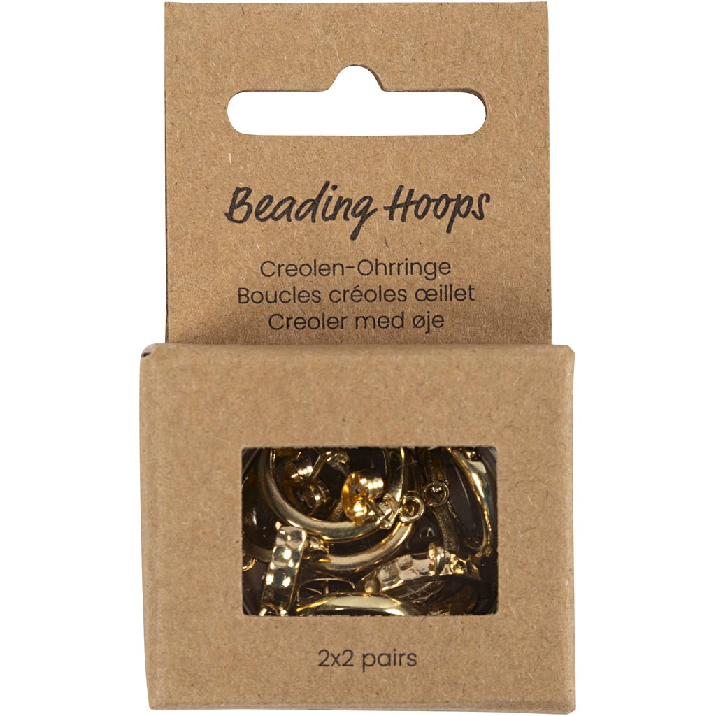 Eye Hoop kõrvarõngad, diameeter. 15 mm, paksus 3 mm, kullatud, 2x2 paari/ 1 pakk - Image 2