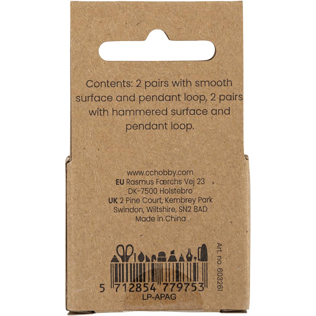 Eye Hoop kõrvarõngad, diameeter. 15 mm, paksus 3 mm, kullatud, 2x2 paari/ 1 pakk - Image 3