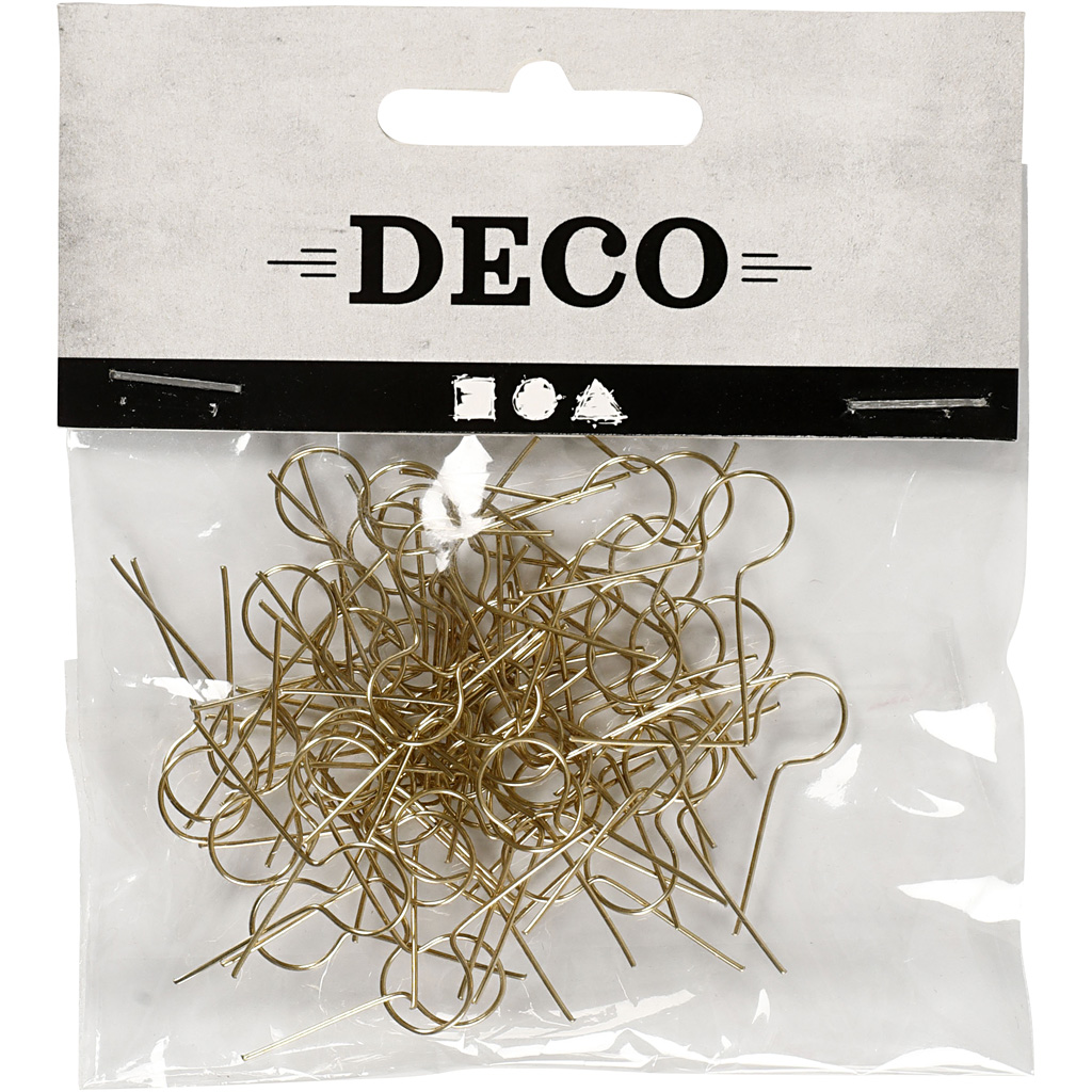 Rippuvad kaunistused, L: 22 mm, augu suurus 8 mm, kullatud, 50 tk/ 1 pakk - Image 2