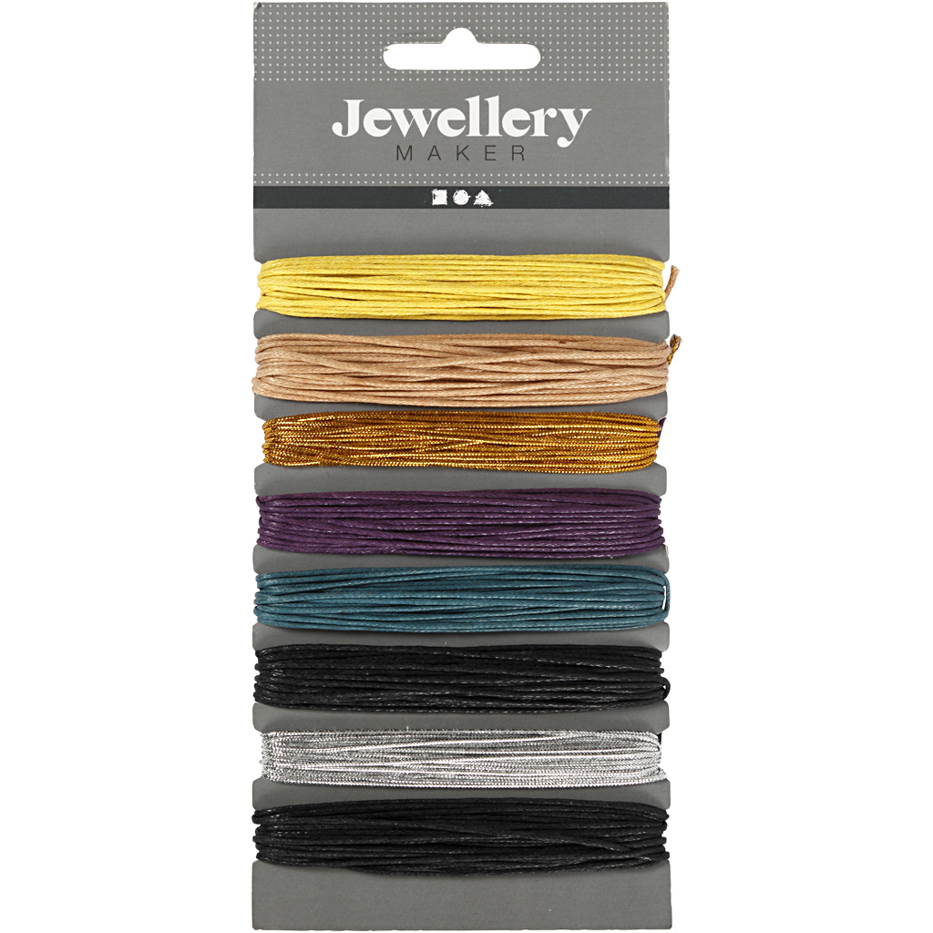 Puuvillane nöör, paksus 1 mm, vahatatud, erinevad värvid, 8x5 m/ 1 pakk