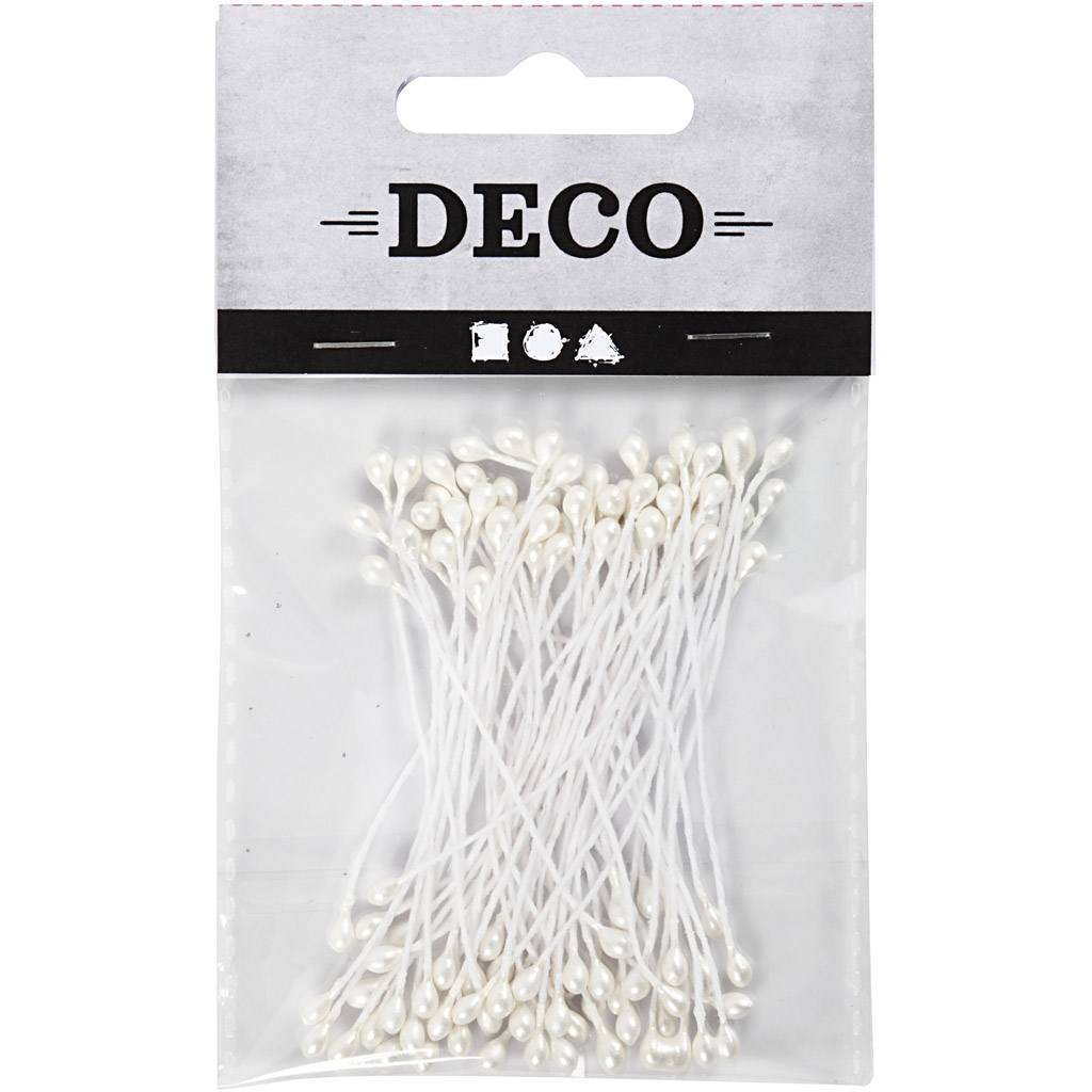 L: 6,4 cm, diameeter. 2 mm, valge - pärlmutter, 100 tk/ 1 pakk - Image 2