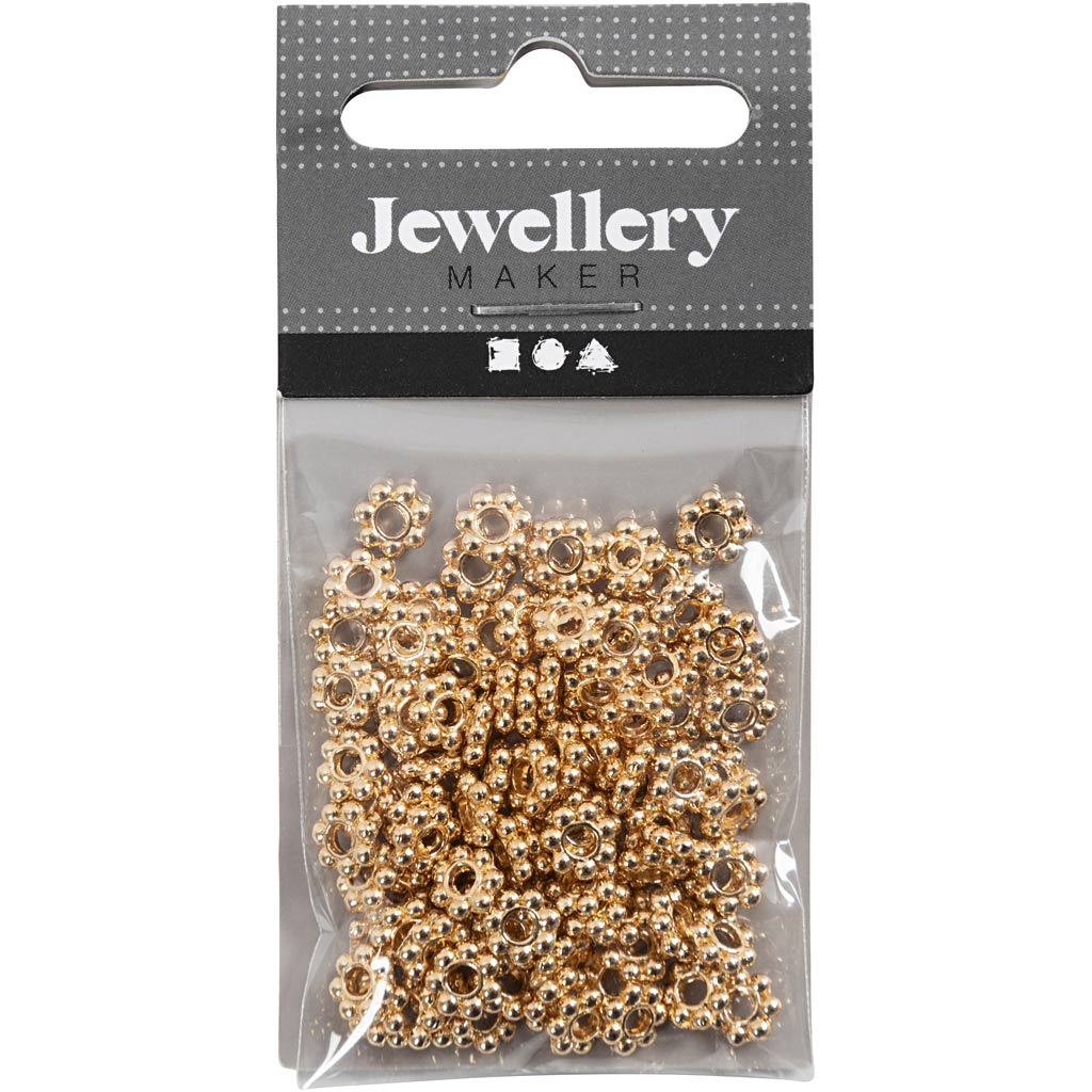 Vahepealne helmeke, diameeter. 6 mm, augu suurus 2 mm, kullatud, 100 tk/ 1 pakk - Image 2