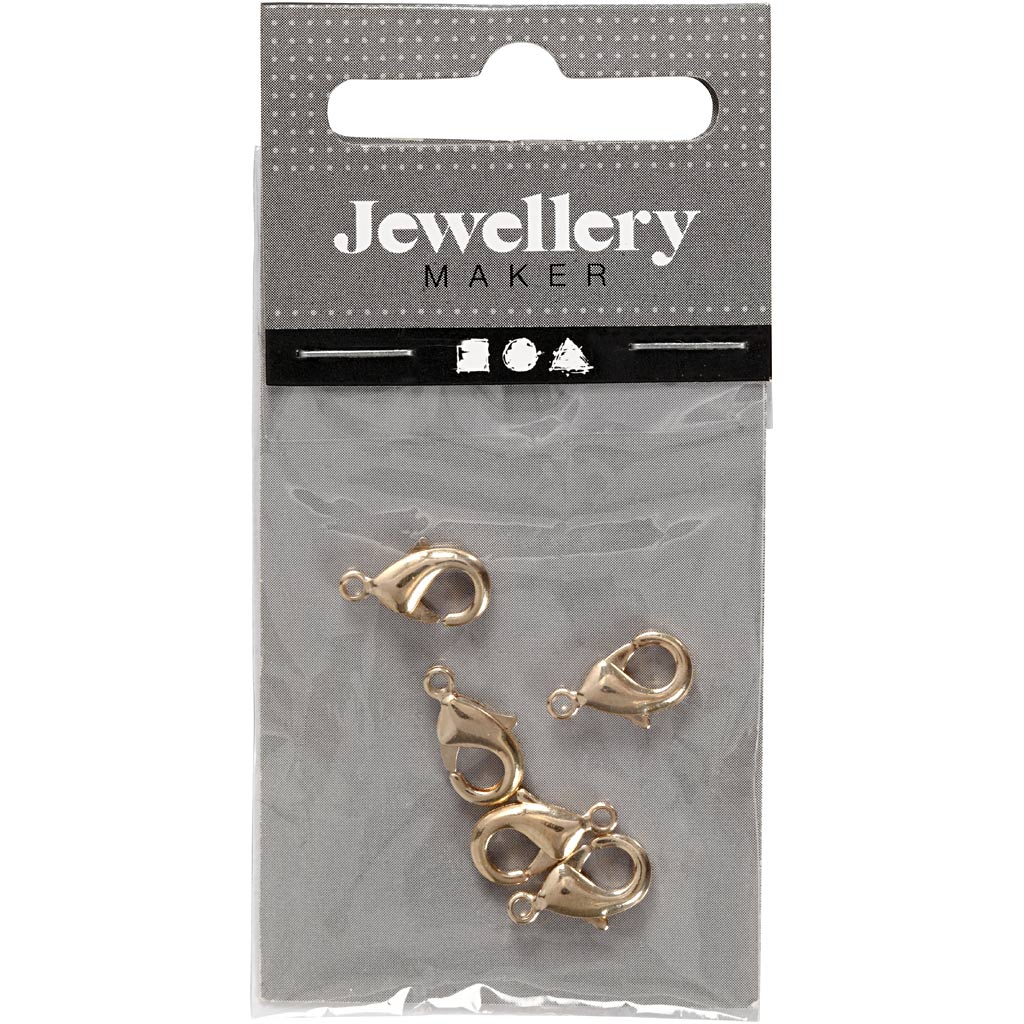 Karabiinid, L: 10,1 mm, kullatud, 5 tk/ 1 pakk - Image 2