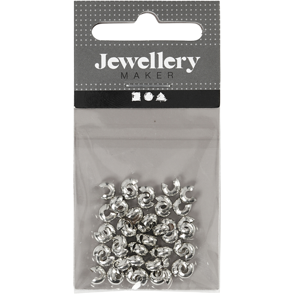 Crimp Bead Cover, diameeter. 5 mm, hõbetatud, 50 tk/ 1 pakk - Image 2