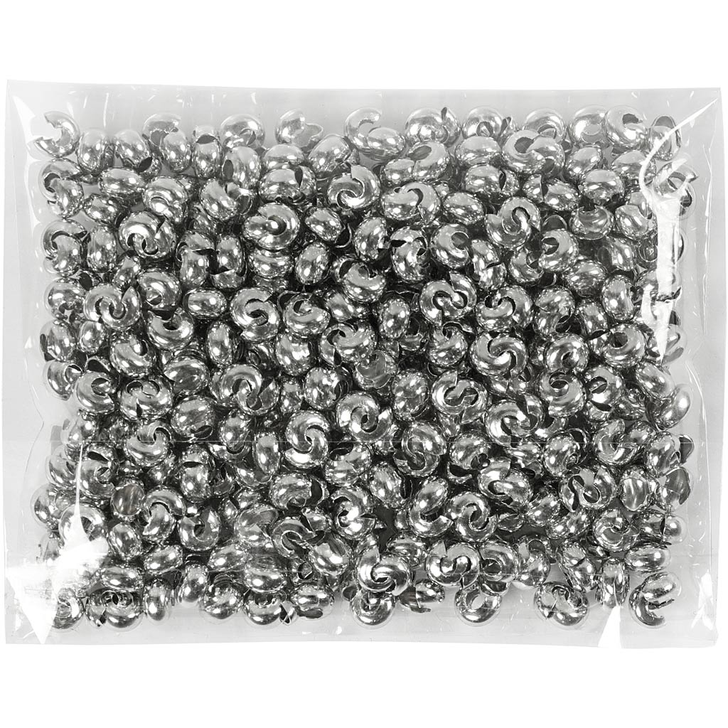 Crimp Bead Cover, diameeter. 5 mm, hõbetatud, 500 tk/ 1 pakk - Image 2