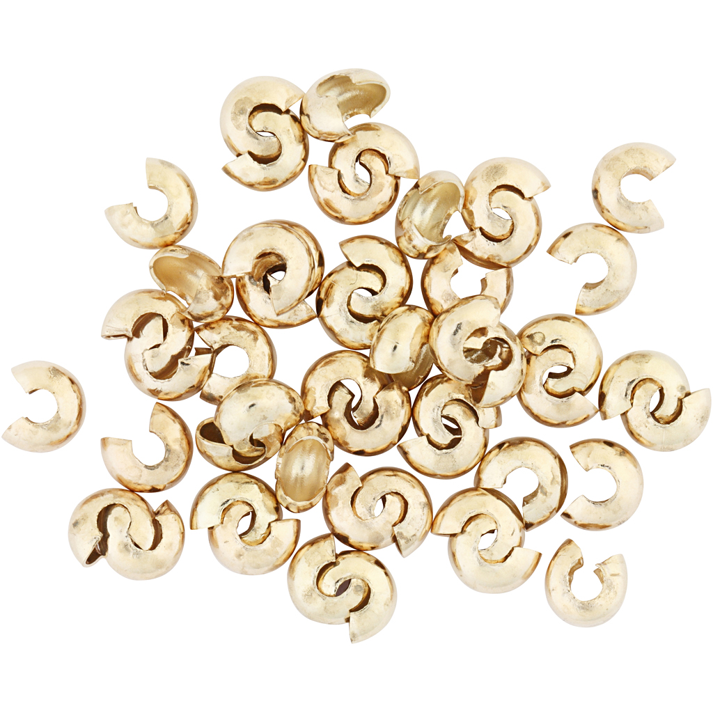 Crimp Bead Cover, diameeter. 5 mm, kullatud, 50 tk/ 1 pakk - Image 4