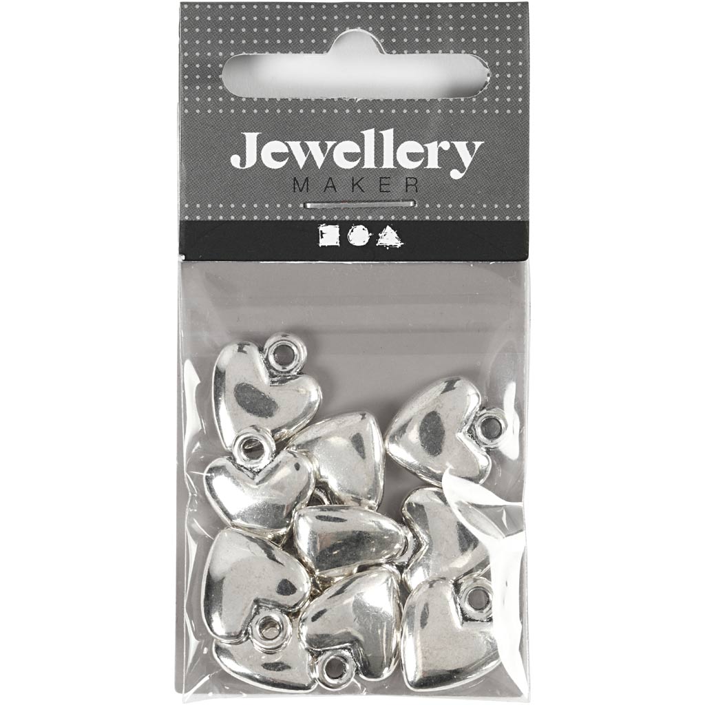 Ripats südamega, suurus 13x15 mm, hõbetatud, 10 tk/ 1 pakk - Image 2