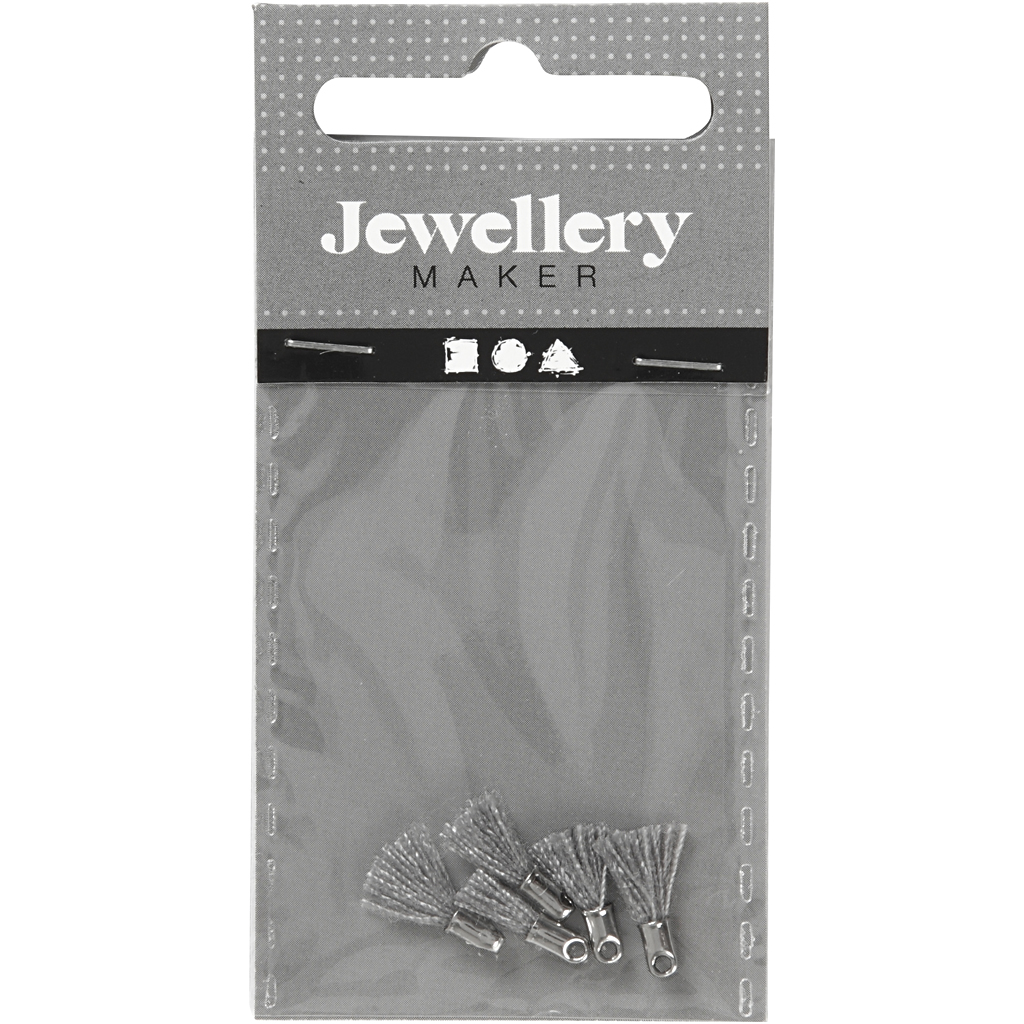 Puuvillane tutt, L: 10 mm, augu suurus 1 mm, hall, 5 tk/ 1 pakk - Image 2