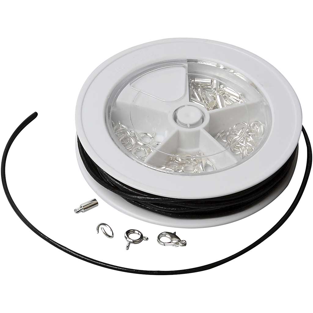 Ehted stardikomplekt, nahkpitsid, must, hõbetatud, 1 komplekt