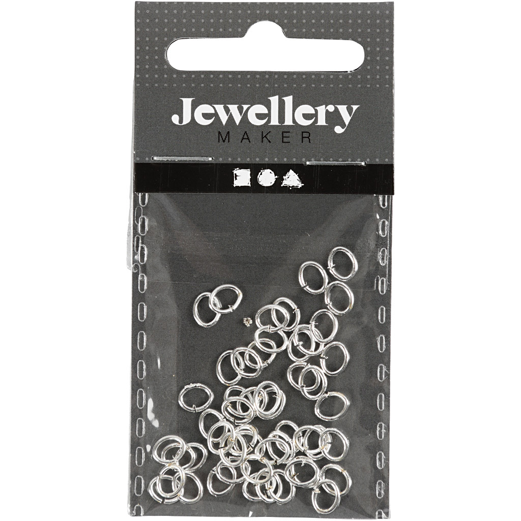 Ovaalsed rõngad, paksus 0,7 mm, hõbetatud, 50 tk/ 1 pakk - Image 2