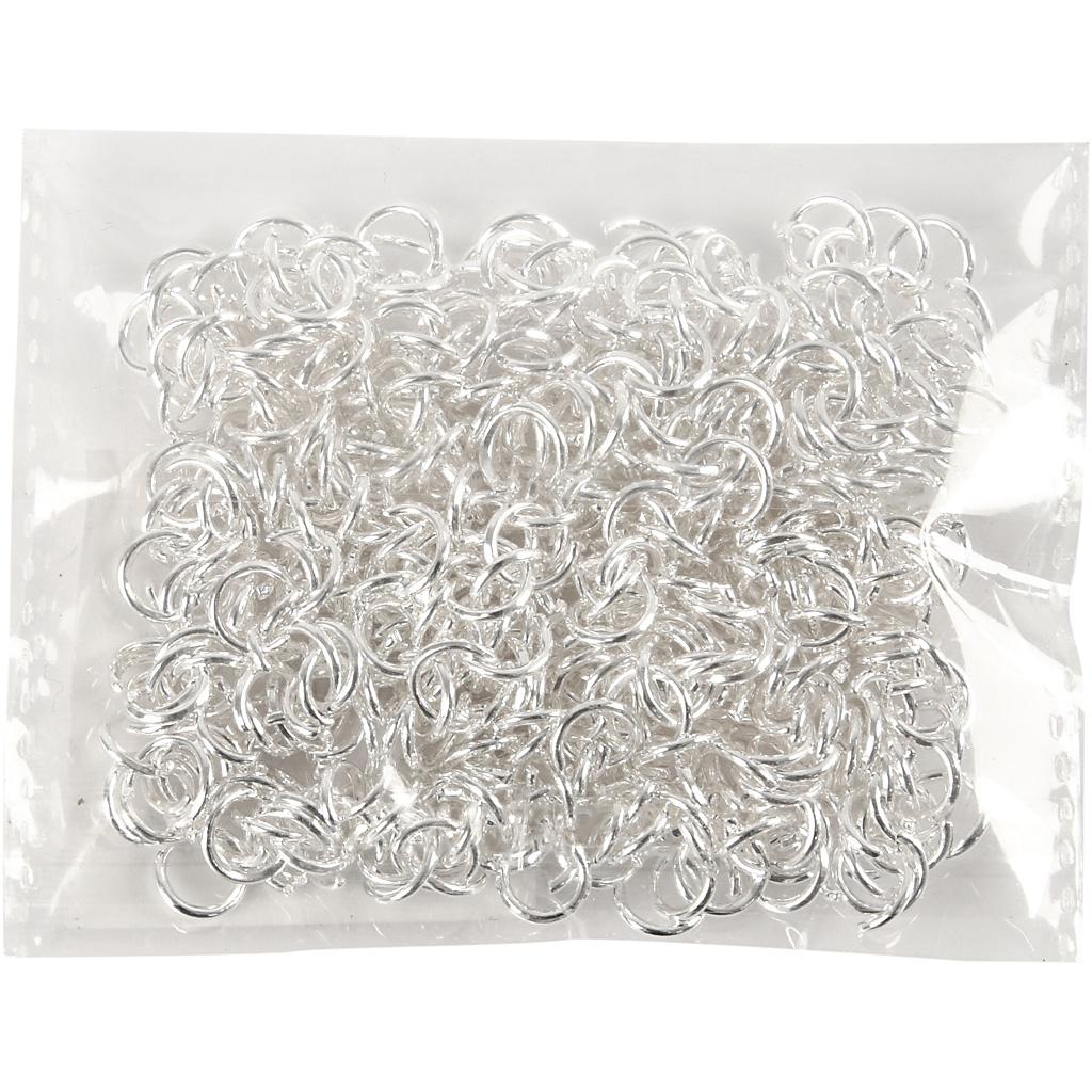 Jump Ring, suurus 7 mm, paksus 1 mm, hõbetatud, 400 tk/ 1 pakk - Image 2